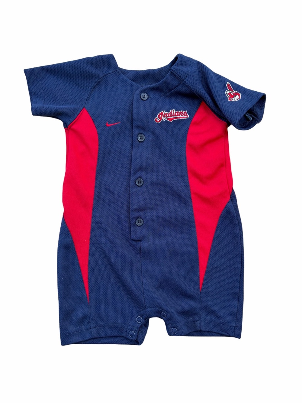 Vintage Nike Size 24 Months Cleveland Indians Guardians Baseball Jersey Romper